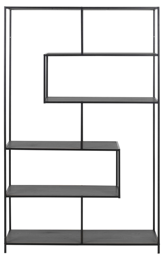 Actona Biblioteca din MDF si metal, Seaford Negru, l114xA35xH185 cm