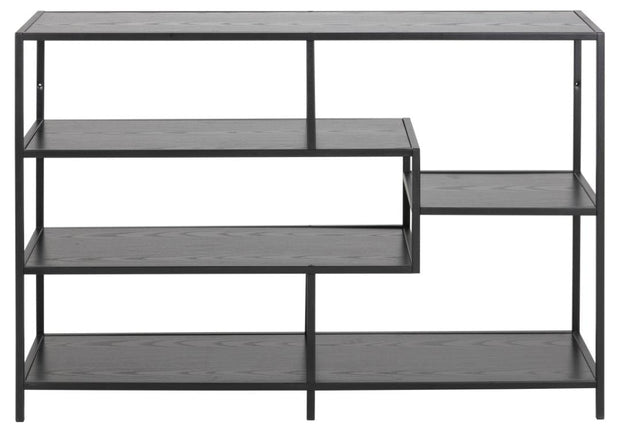 Actona Biblioteca din MDF si metal, Seaford Negru, l114xA35xH78 cm