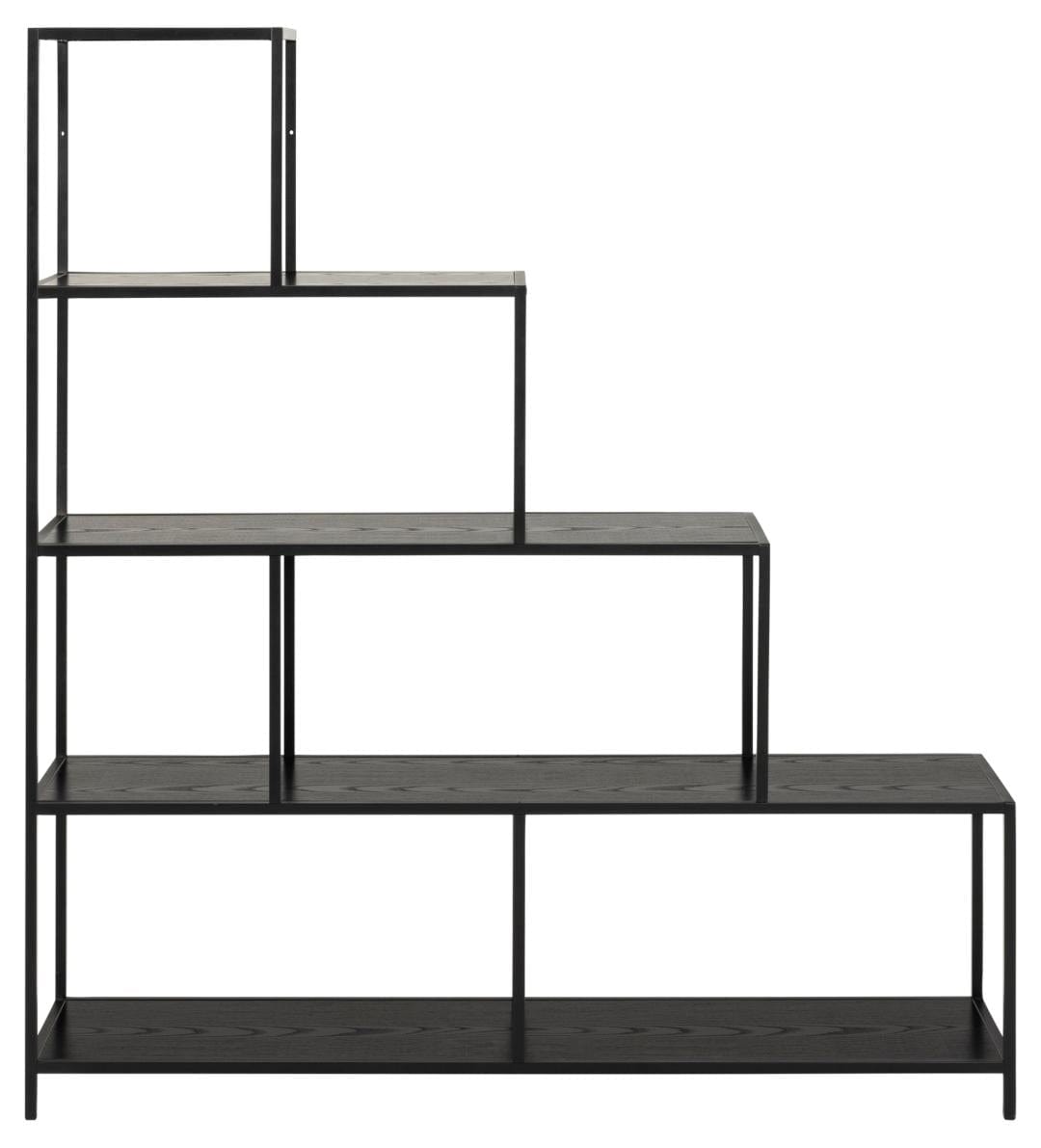 Actona Biblioteca din MDF si metal, Seaford Negru, l135xA35xH150 cm