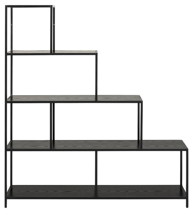 Actona Biblioteca din MDF si metal, Seaford Negru, l135xA35xH150 cm
