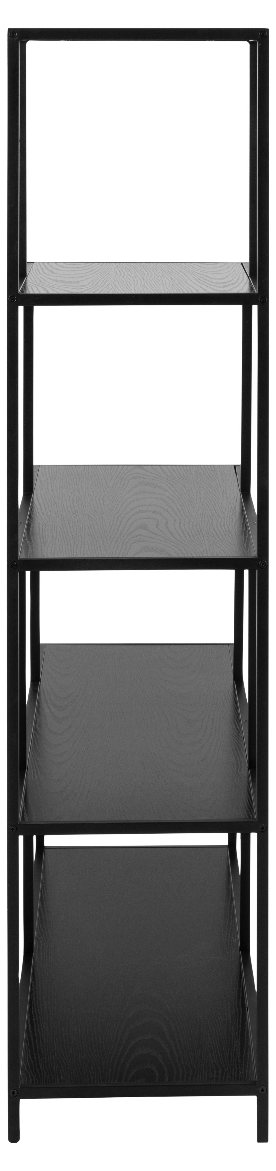 Actona Biblioteca din MDF si metal, Seaford Negru, l135xA35xH150 cm