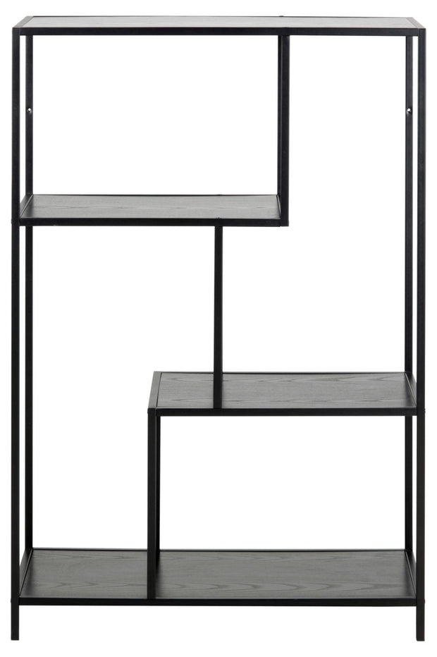Actona Biblioteca din MDF si metal, Seaford Negru, l77xA35xH114 cm