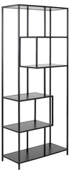 Actona Biblioteca din MDF si metal, Seaford Negru, l77xA35xH185 cm