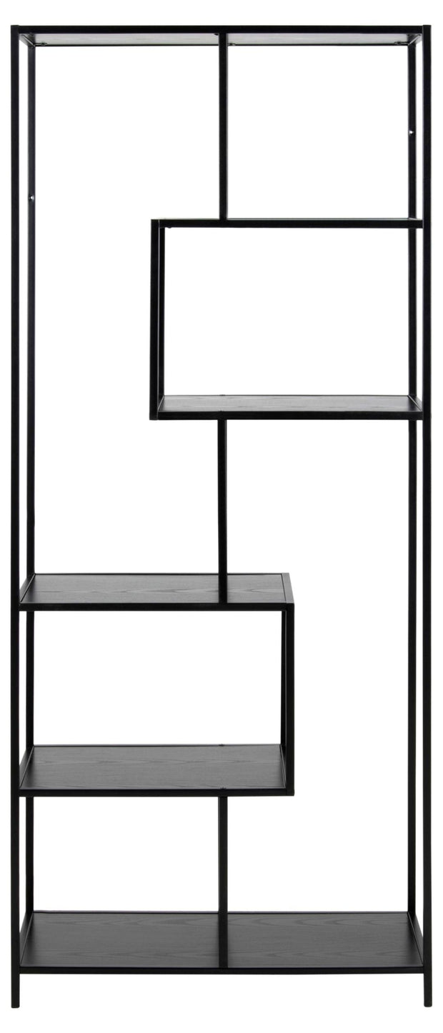 Actona Biblioteca din MDF si metal, Seaford Negru, l77xA35xH185 cm
