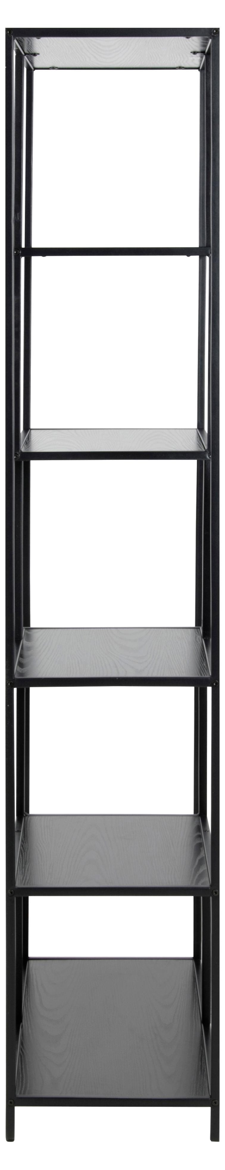 Actona Biblioteca din MDF si metal, Seaford Negru, l77xA35xH185 cm