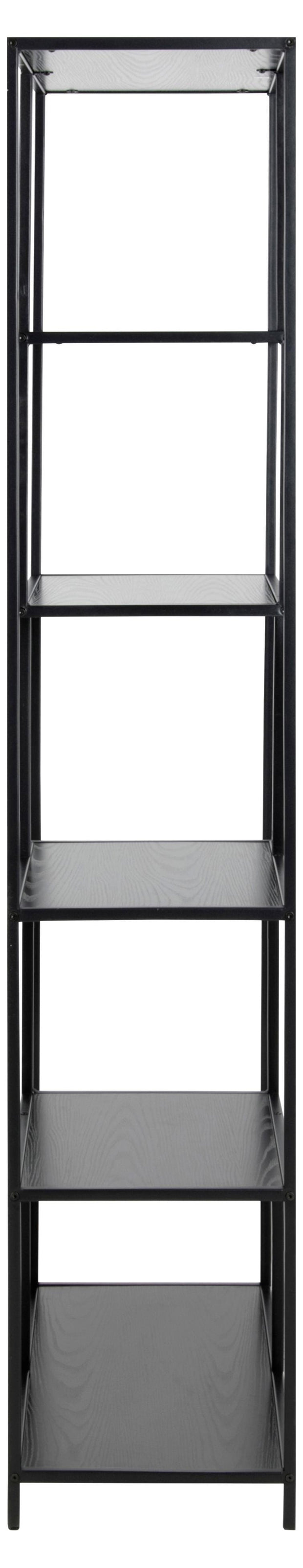 Actona Biblioteca din MDF si metal, Seaford Negru, l77xA35xH185 cm