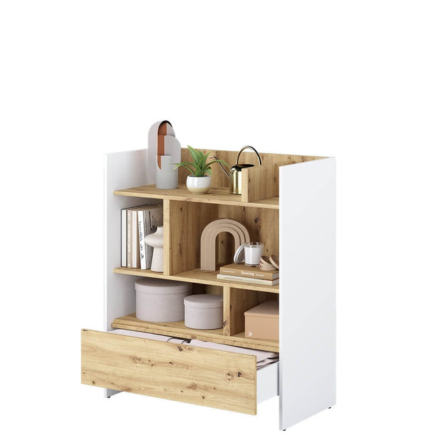 Lenart Biblioteca din pal cu 1 sertar, BC25 Alb / Stejar Artisan, l92xA46xH108 cm