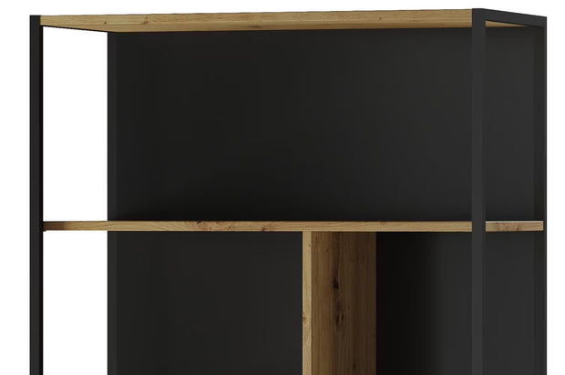 Szynaka Biblioteca din pal, cu 1 sertar, Lucas 16 Stejar Artisan / Negru Mat, l90xA42xH193 cm