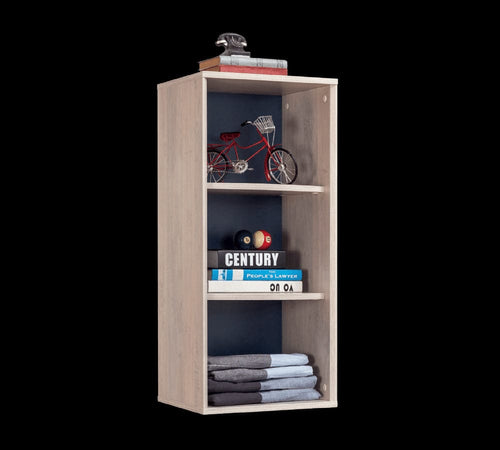Biblioteca din pal pentru tineret, baieti 12-24 ani, Trio Natur / Dark Blue, l39xA32xH88 cm