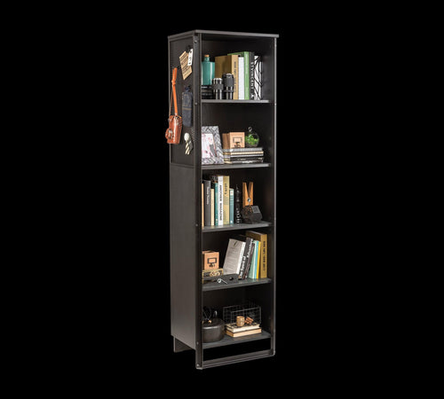 Biblioteca din pal si metal pentru tineret Dark Metal New Black / Graphite, l53xA35xH180 cm