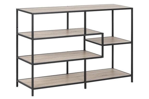 Actona Biblioteca din pal si metal Seaford II Stejar Sonoma / Negru, l114xA35xH78 cm