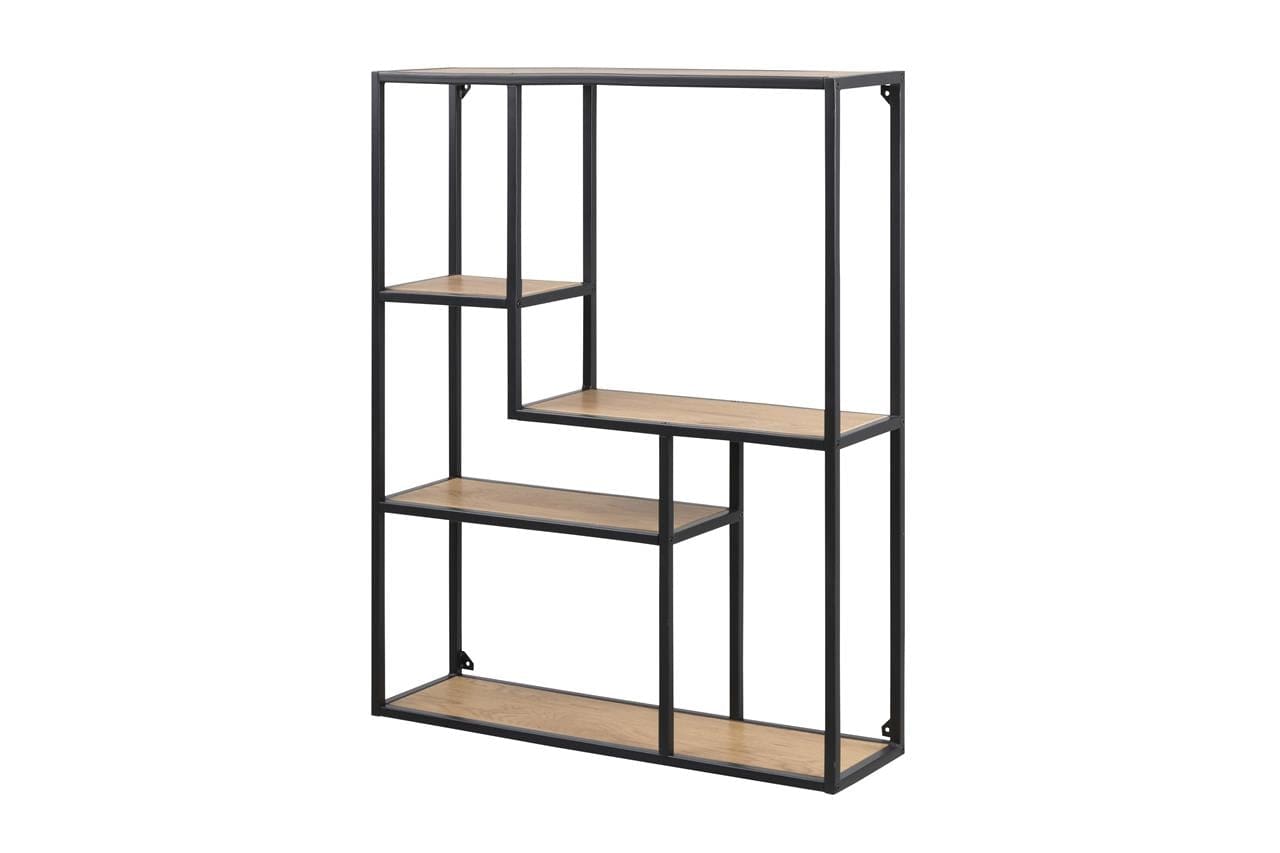 Actona Biblioteca din pal si metal Seaford Stejar / Negru, l75xA20xH91 cm