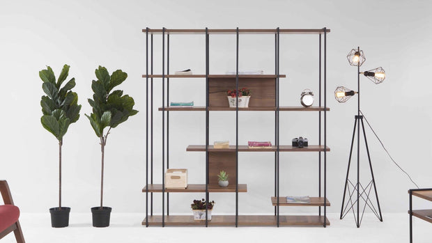Dogtas Biblioteca din pal si metal Terra Natural / Negru, l170xA35xH180 cm