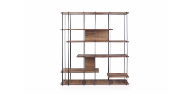 Dogtas Biblioteca din pal si metal Terra Natural / Negru, l170xA35xH180 cm