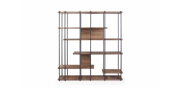 Dogtas Biblioteca din pal si metal Terra Natural / Negru, l170xA35xH180 cm