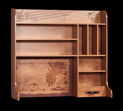 Biblioteca suspendata din pal, cu 1 sertar, pentru copii Pirate Maro, l116xA37xH106 cm