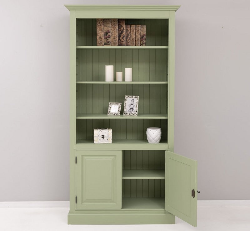 Biblioteca din lemn de brad, cu 2 usi, Pasy PS109 Verde Olive P054, l110xA39xH210 cm (3)