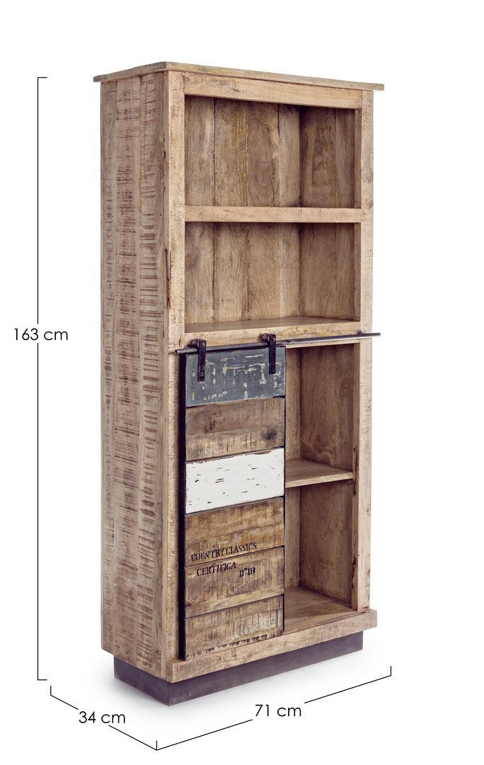 Biblioteca din lemn de mango, cu 1 usa glisanta Tudor Natural, l71xA34xH163 cm (8)