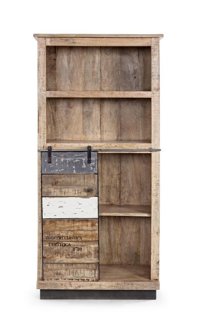 Biblioteca din lemn de mango, cu 1 usa glisanta Tudor Natural, l71xA34xH163 cm (5)