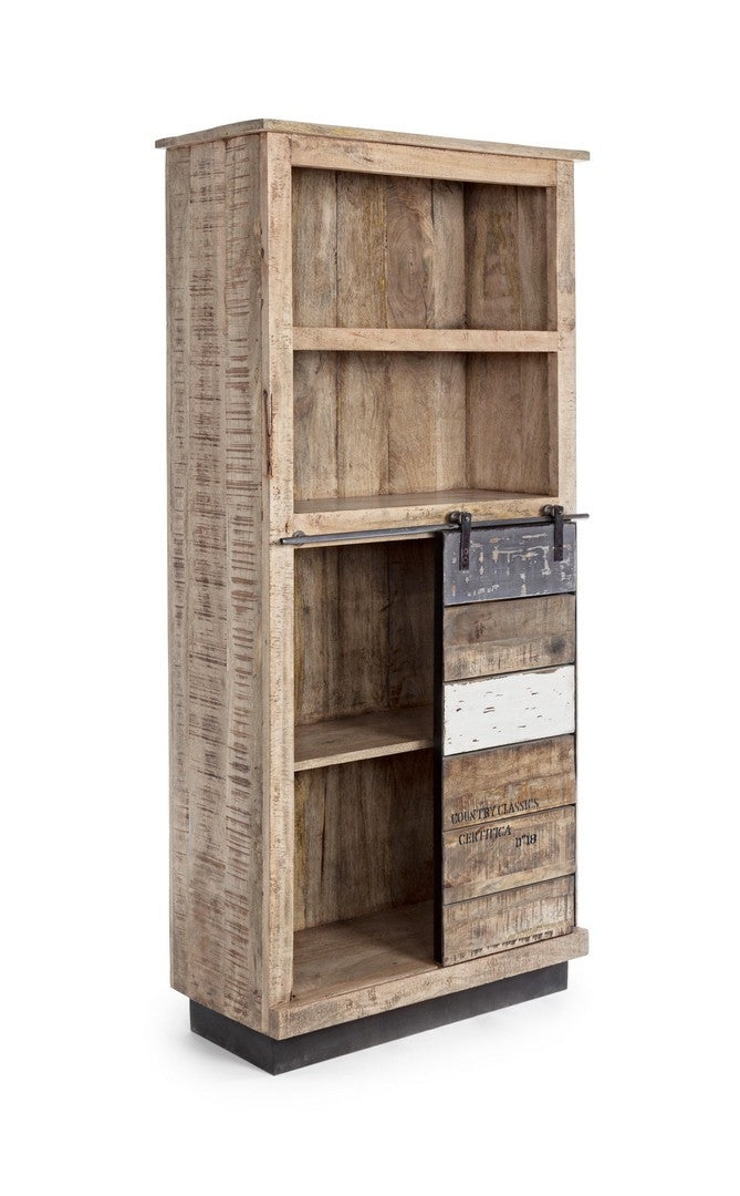 Biblioteca din lemn de mango, cu 1 usa glisanta Tudor Natural, l71xA34xH163 cm (4)