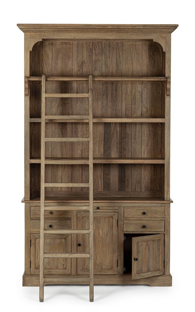 Biblioteca din lemn de mango, cu 4 sertare si 3 usi Domitille Natural, l143,5xA40,6xH233,7 cm (2)