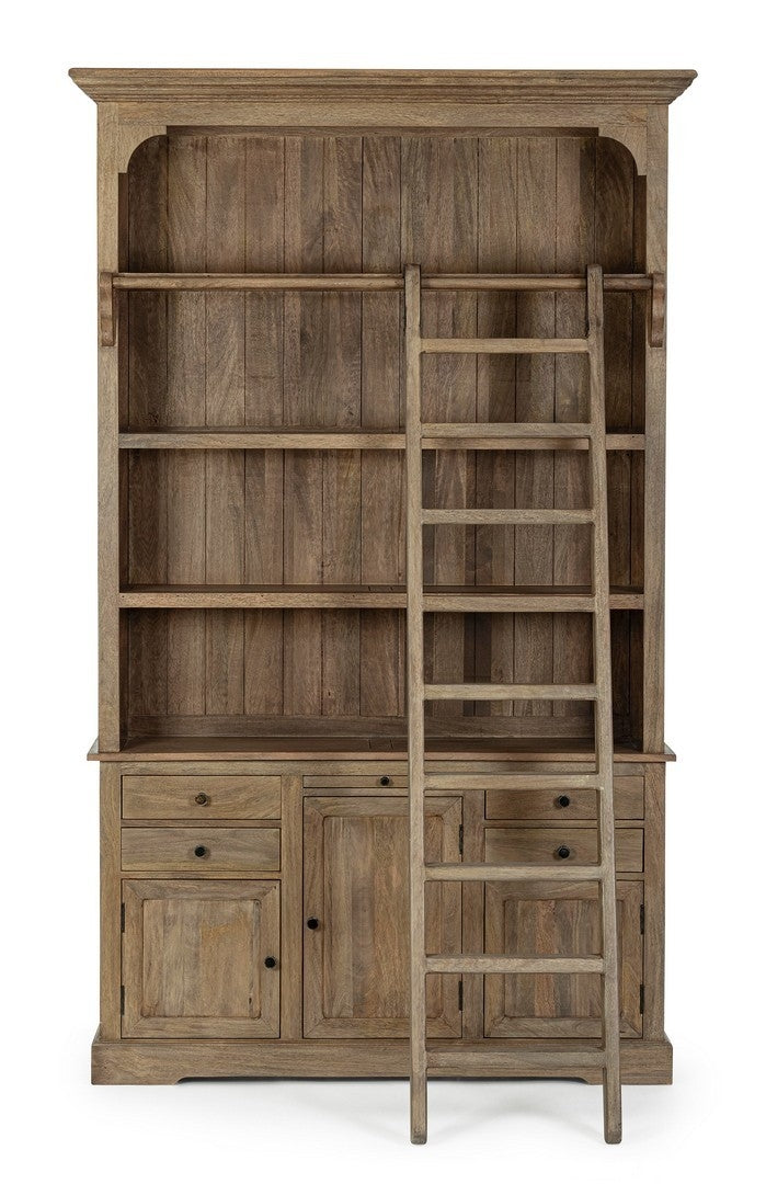 Biblioteca din lemn de mango, cu 4 sertare si 3 usi Domitille Natural, l143,5xA40,6xH233,7 cm (1)