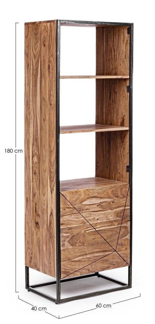 Biblioteca din lemn de salcam si metal, cu 1 usa Egon Natural, l60xA40xH180 cm (6)