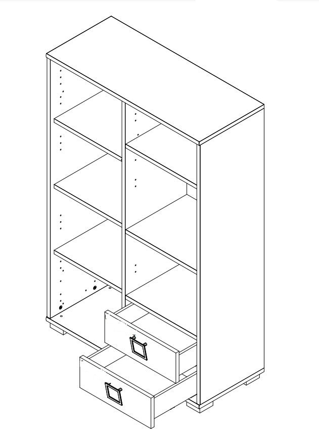 Biblioteca din pal cu 2 sertare si 1 usa, pentru copii, Kiki K12 Alb, l86xA37xH134 cm (3)