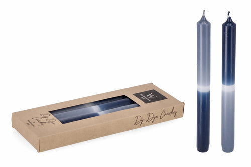 BIZZOTTO, Set 4 Lumanari Decorative Jolene, Gri / Bleumarin, din Parafina, Timp de Ardere 11H, Conice Ø2,3xH25 cm