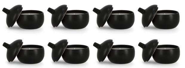 BIZZOTTO, Set 8 Lumanari Decorative Canister S, Negru, din Ceara in Pahar de Ceramica, Rotunde Ø10xH11 cm (1)
