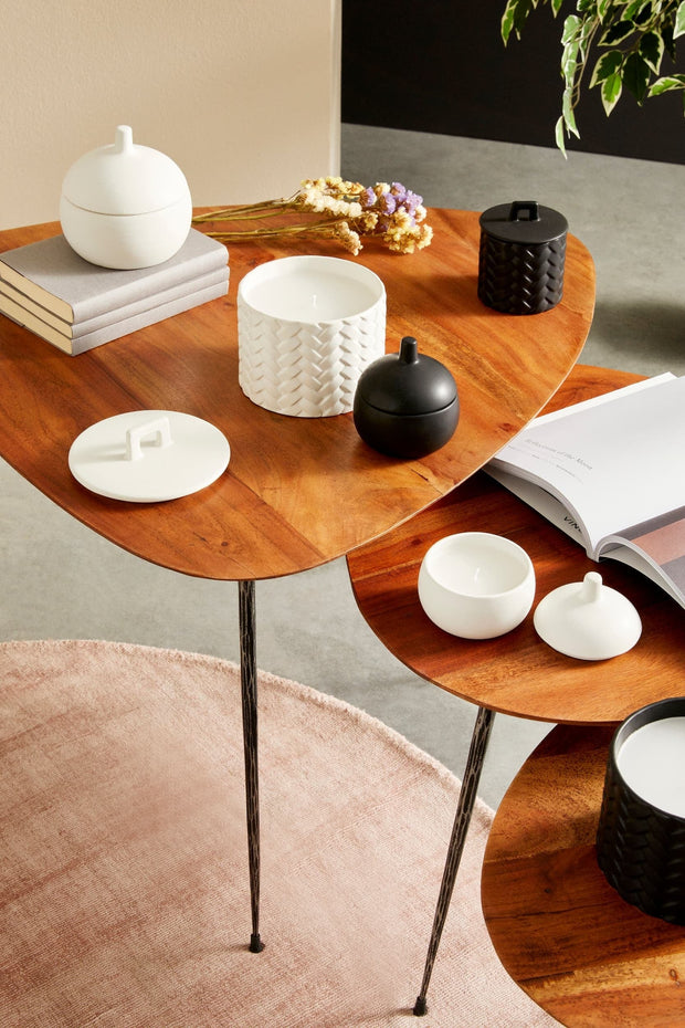 BIZZOTTO, Set 8 Lumanari Decorative Canister S, Negru, din Ceara in Pahar de Ceramica, Rotunde Ø10xH11 cm (2)