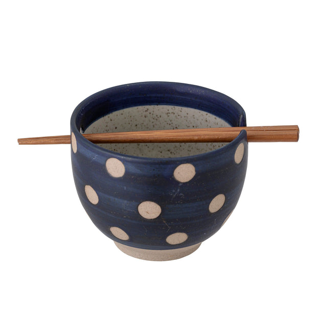 Bloomingville Bol cu 2 bete japoneze, din ceramica, Masami Albastru, 580 ml