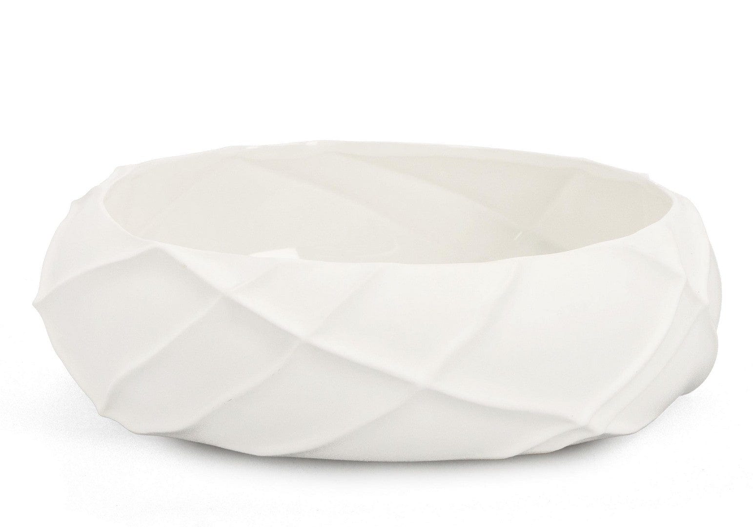 Bol decorativ din ceramica Ridged Alb, Ø32xH9 cm