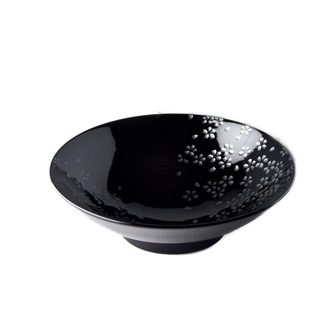 MIJ Europe Bol din ceramica, 1000 ml, Ø25xH7 cm, Silver Sakura Negru