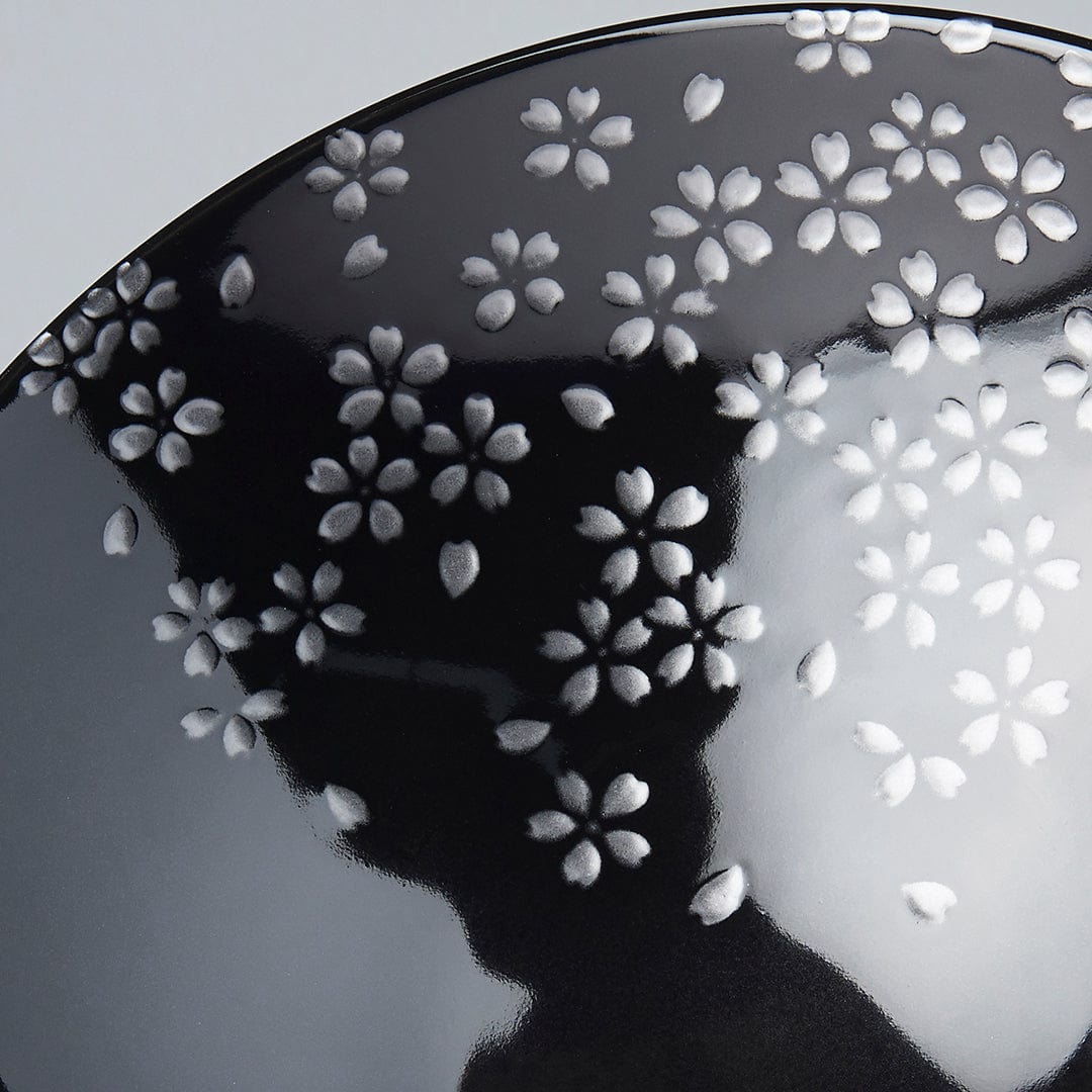 MIJ Europe Bol din ceramica, 1000 ml, Ø25xH7 cm, Silver Sakura Negru