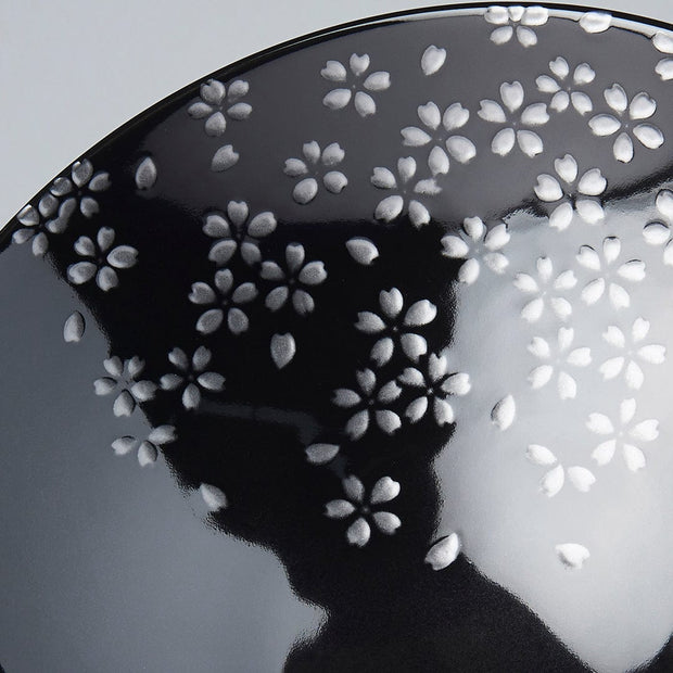 MIJ Europe Bol din ceramica, 1000 ml, Ø25xH7 cm, Silver Sakura Negru