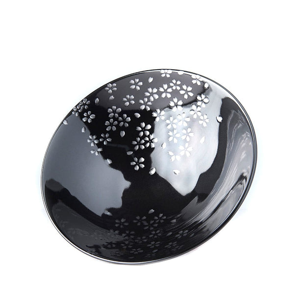 MIJ Europe Bol din ceramica, 1000 ml, Ø25xH7 cm, Silver Sakura Negru