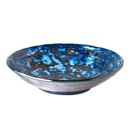 MIJ Europe Bol din ceramica, 700 ml, Ø24xH6 cm, Swirl Albastru