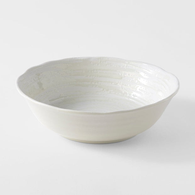 MIJ Europe Bol din ceramica, 900 ml, Ø21,5xH6,5 cm, Spiral Alb