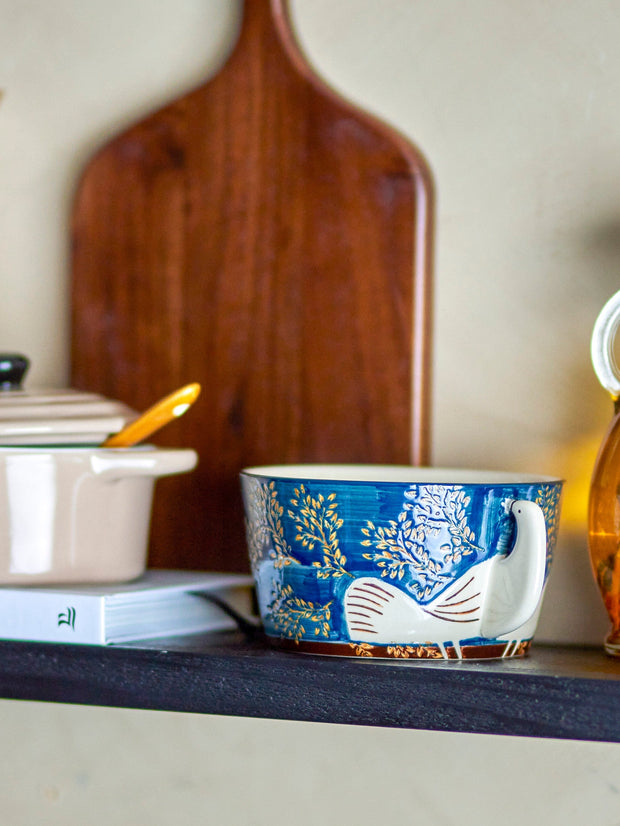 Bloomingville Bol din ceramica, Hezha Albastru, 460 ml