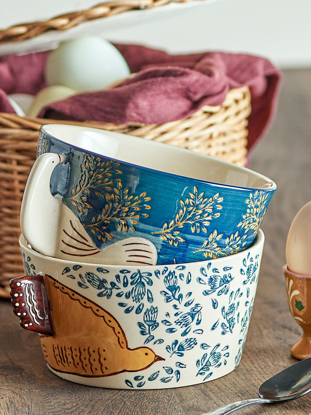 Bloomingville Bol din ceramica, Hezha Albastru, 460 ml