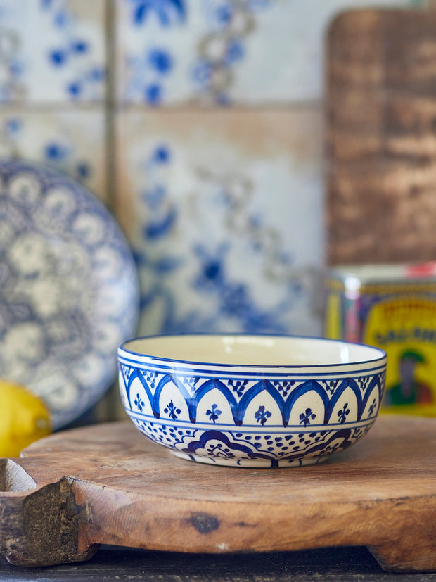 Bloomingville Bol din ceramica, Karlie Albastru, 550 ml