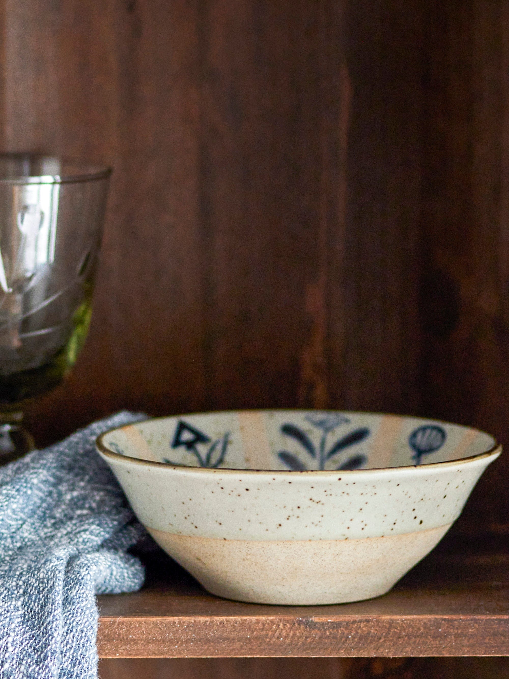 Bloomingville Bol din ceramica, Leonie Albastru, 500 ml