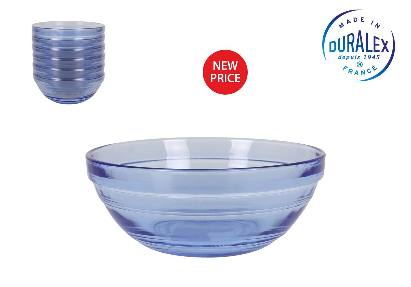 Bol din sticla, Picardie Albastru, 500 ml