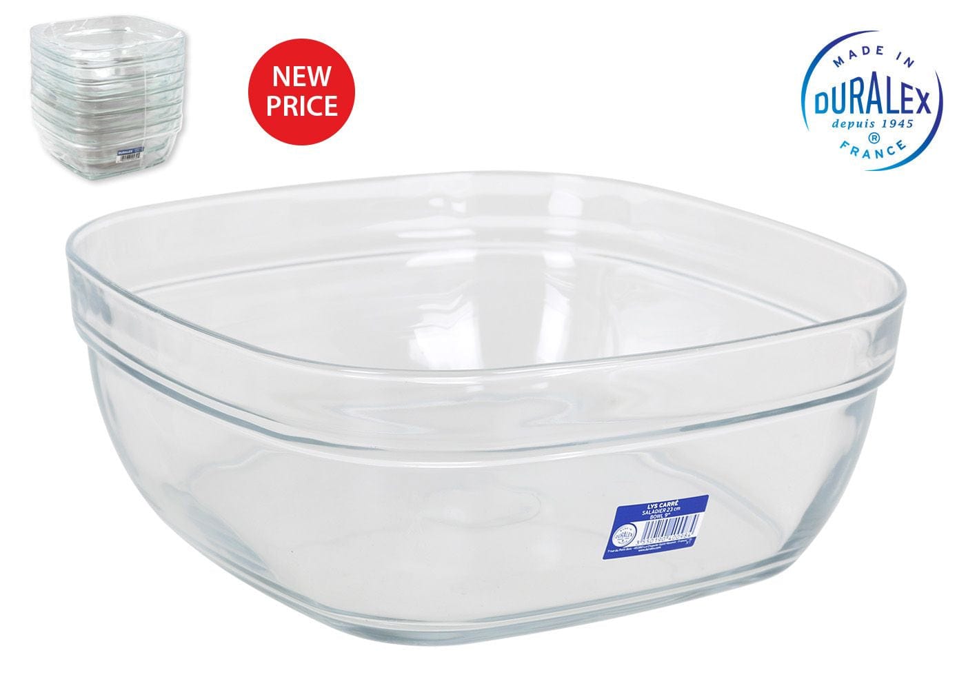 Bol pentru salata, din sticla, Lys Transparent, 3000 ml