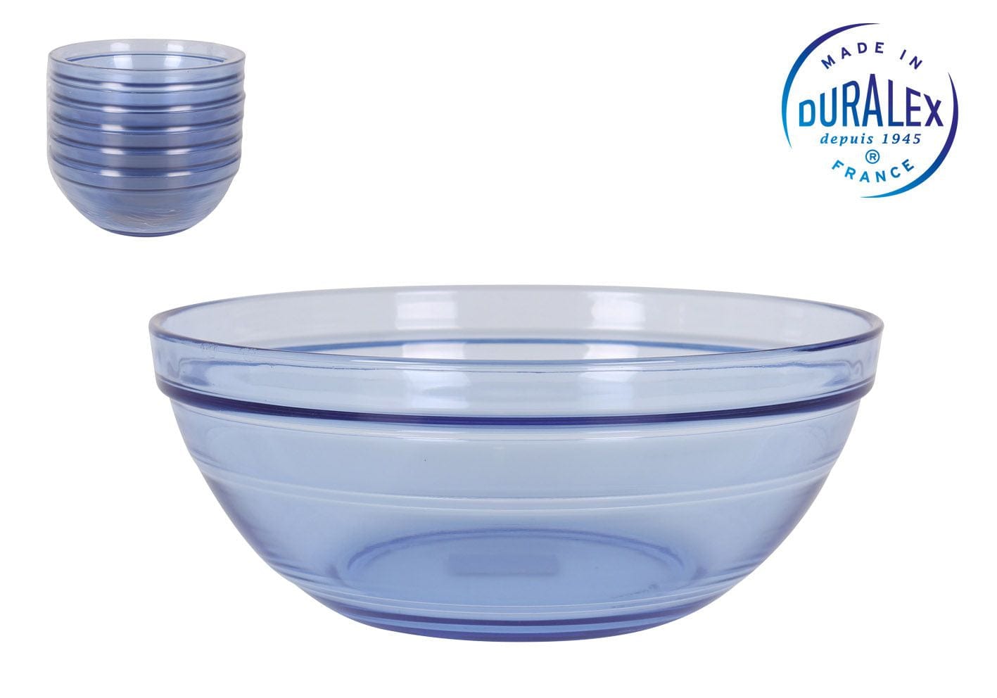 Bol pentru salata, din sticla, Picardie Albastru, 1600 ml