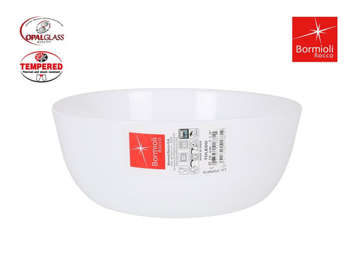 Bol pentru salata, din sticla, Toledo Alb, Ø19xH8 cm