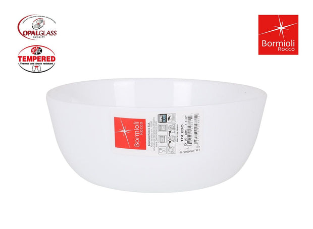 Bol pentru salata, din sticla, Toledo Alb, Ø19xH8 cm