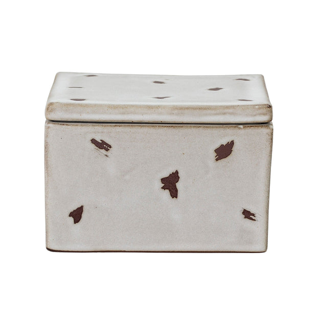 Bloomingville Borcan pentru depozitare cu capac, Aiza Alb, 1150 ml, l12xA12xH8 cm