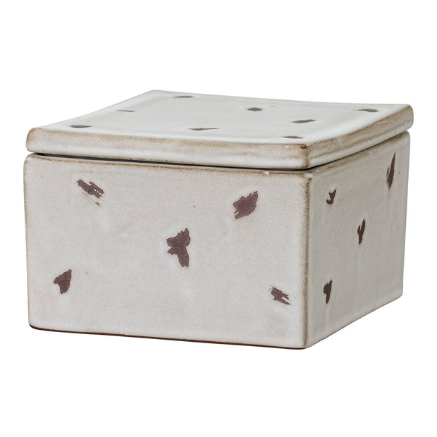 Bloomingville Borcan pentru depozitare cu capac, Aiza Alb, 1150 ml, l12xA12xH8 cm